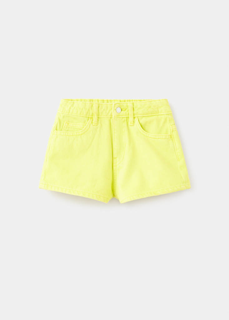 Straight-fit denim shorts — Lime