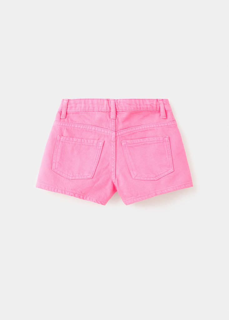 Straight-fit denim shorts — Fuchsia