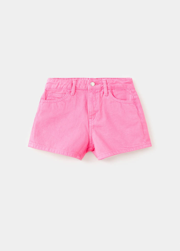 Straight-fit denim shorts — Fuchsia