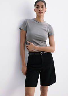 Straight-fit denim bermuda shorts — Black denim 4