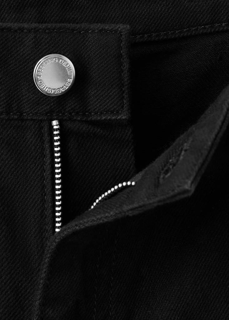 Straight-fit denim bermuda shorts — Black denim