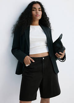Straight-fit denim bermuda shorts — Black denim 6