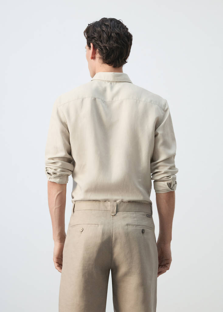 Regular fit lyocell-linen blend shirt — Sand