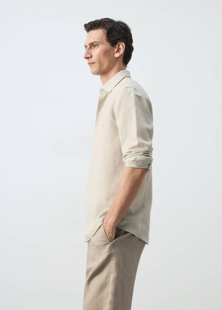 Regular fit lyocell-linen blend shirt — Sand