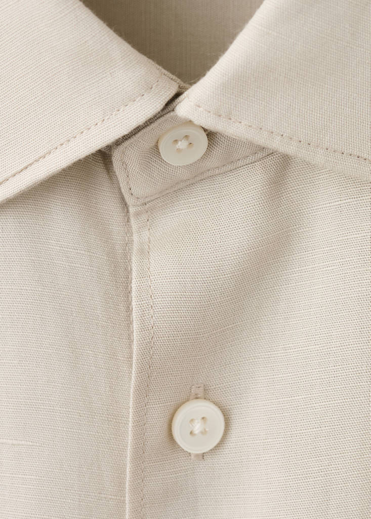 Regular fit lyocell-linen blend shirt — Sand