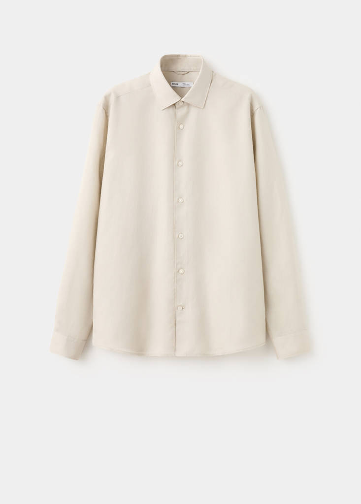 Regular fit lyocell-linen blend shirt — Sand