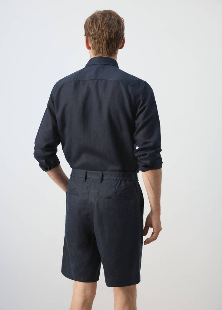 Regular fit lyocell-linen blend shirt — Dark Navy