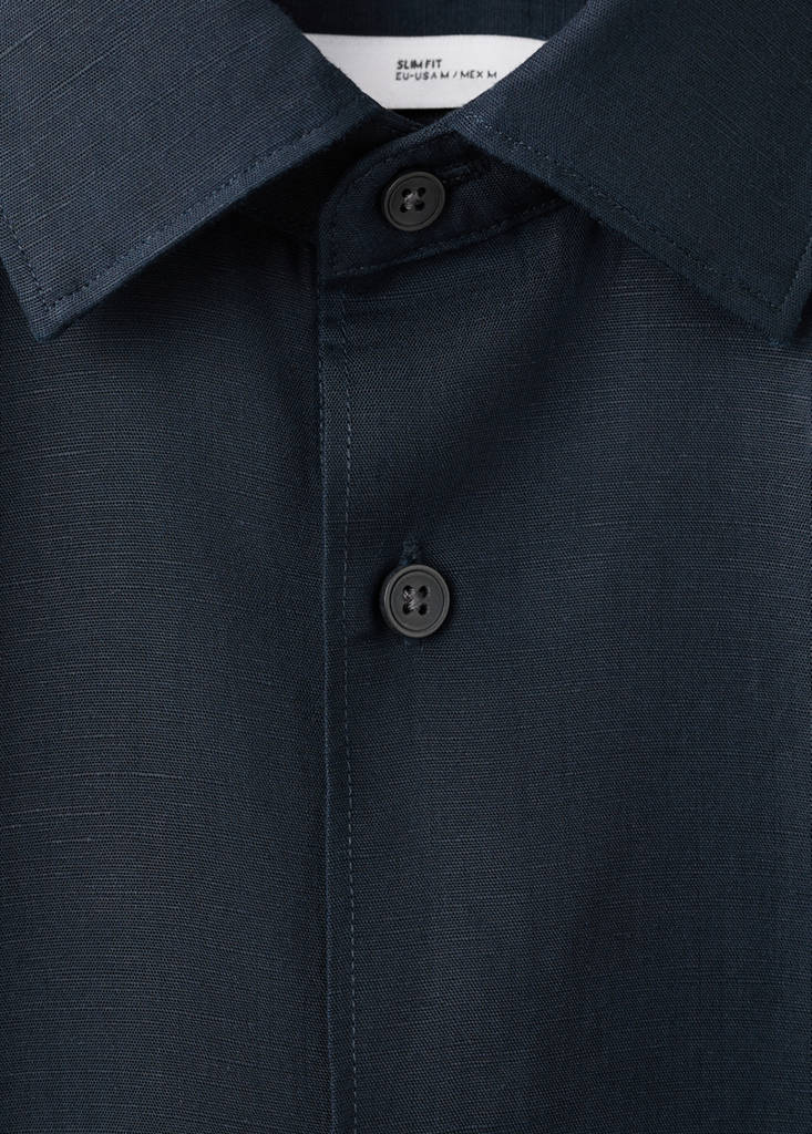 Regular fit lyocell-linen blend shirt — Dark Navy
