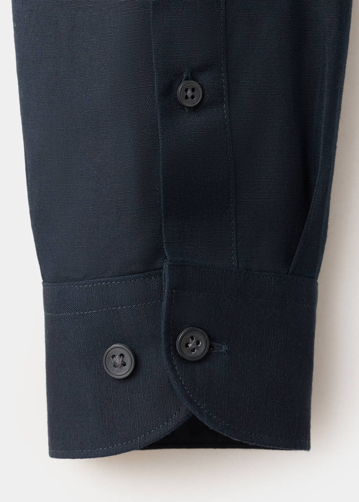 Regular fit lyocell-linen blend shirt — Dark Navy