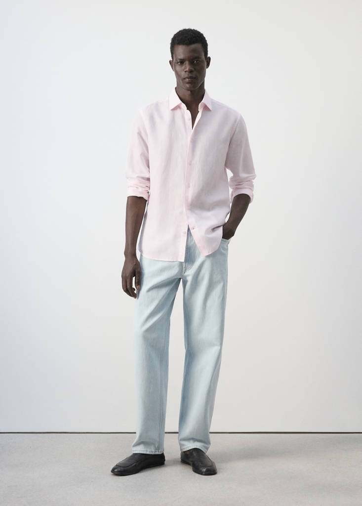 Regular fit lyocell-linen blend shirt — Pastel Pink