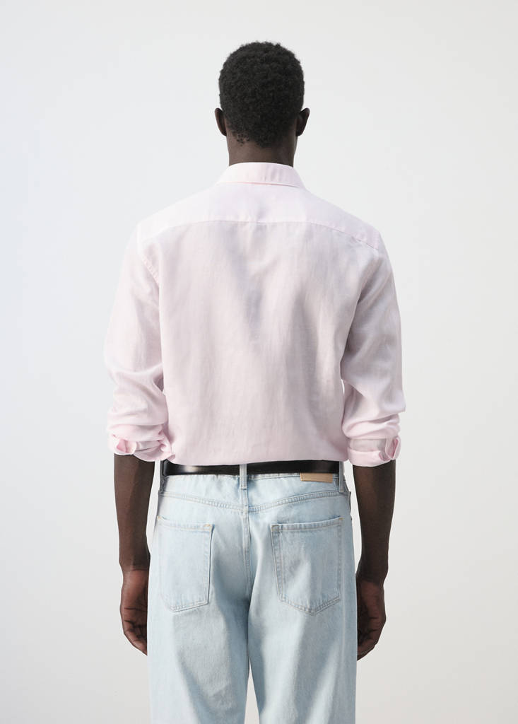 Regular fit lyocell-linen blend shirt — Pastel Pink