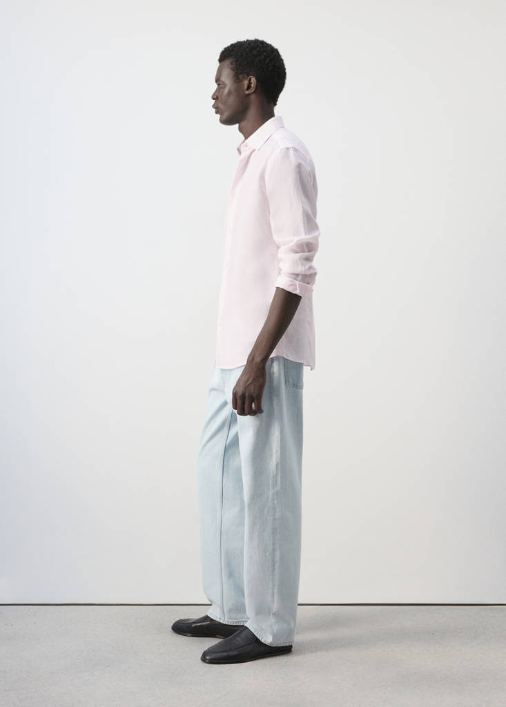 Regular fit lyocell-linen blend shirt — Pastel Pink