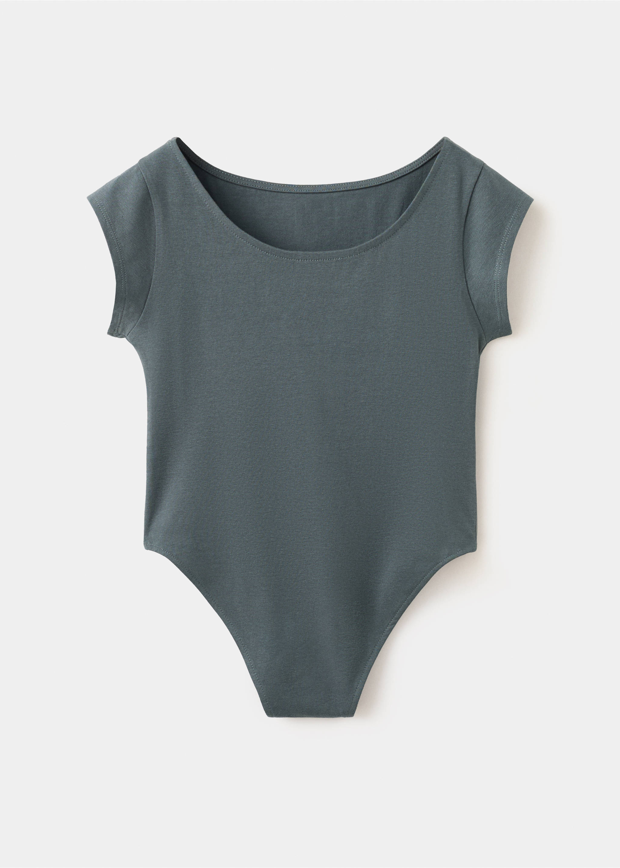 Cotton short-sleeve bodysuit - Reverse of the article, Charcoal. Ref: 37081354-00.