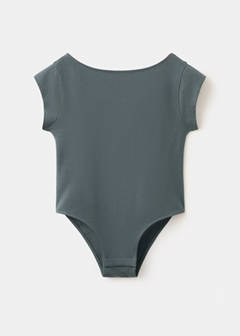 Cotton short-sleeve bodysuit — Charcoal 2