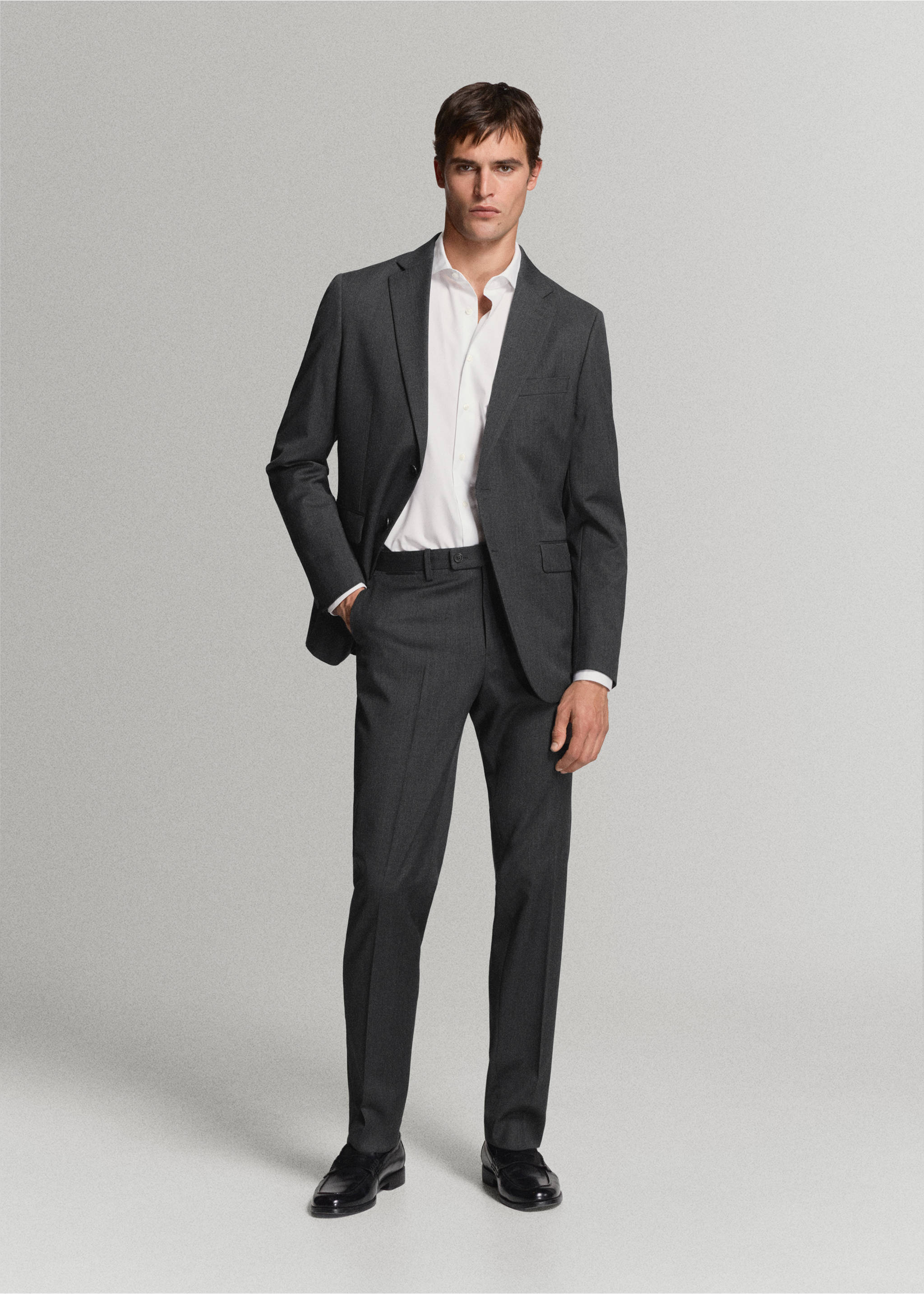 Slim-fit cotton poplin suit shirt - General plane, White. Ref: 37081355-00.