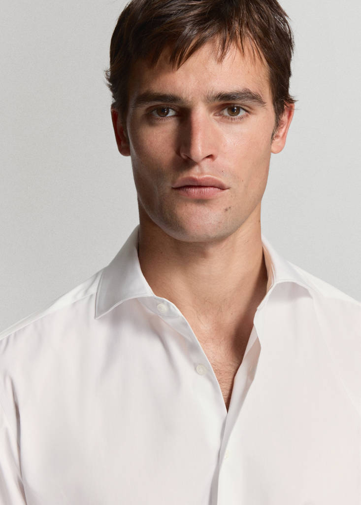Slim-fit cotton poplin suit shirt — White