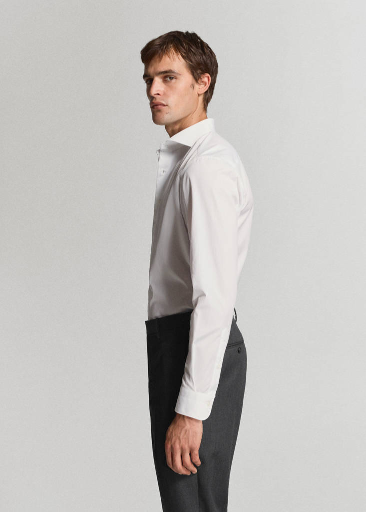Slim-fit cotton poplin suit shirt — White