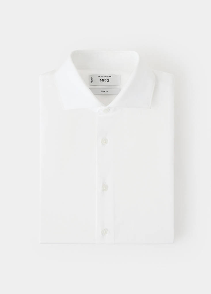 Slim-fit cotton poplin suit shirt — White