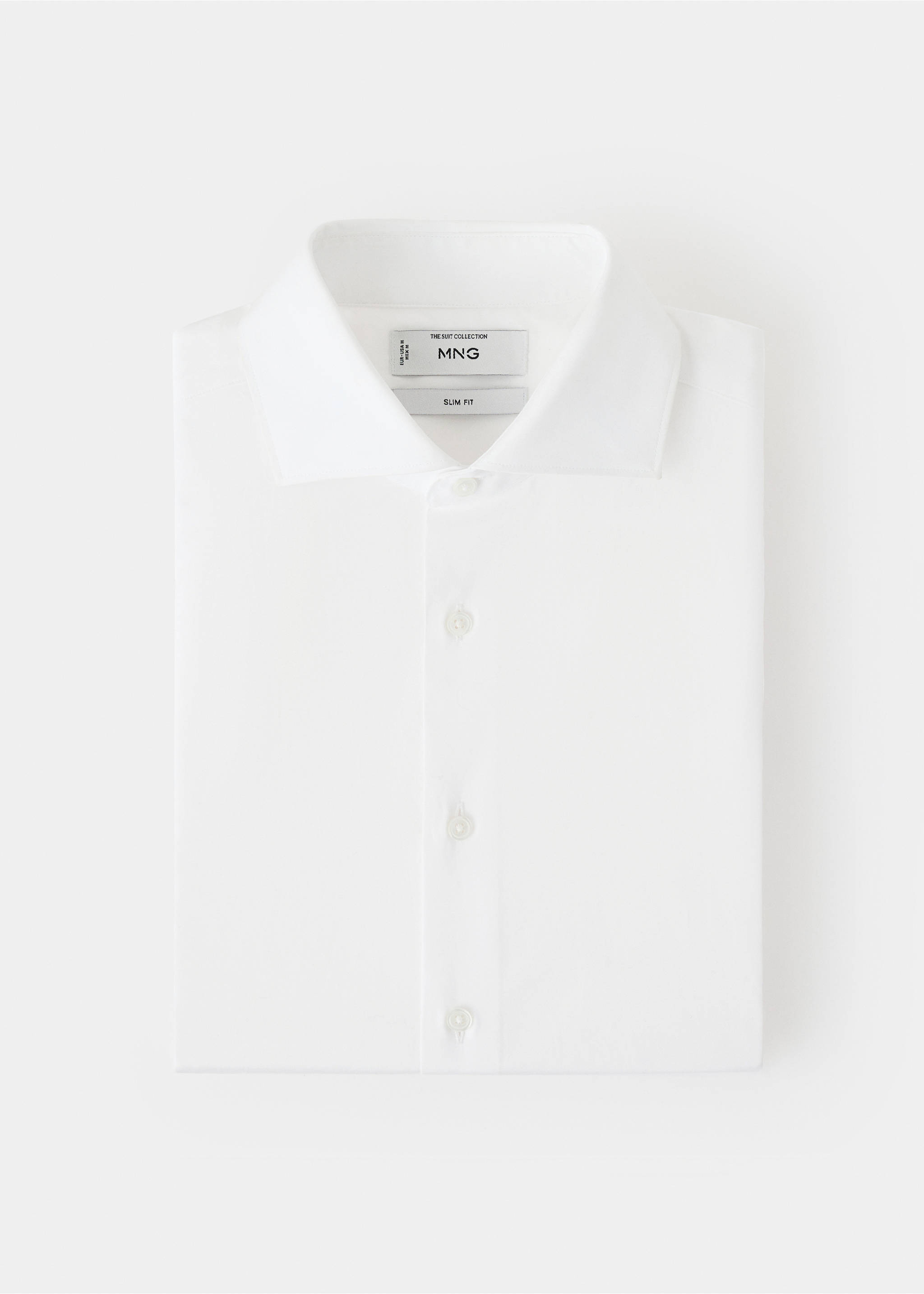 Slim-fit cotton poplin suit shirt - Details of the article 0, White. Ref: 37081355-00.