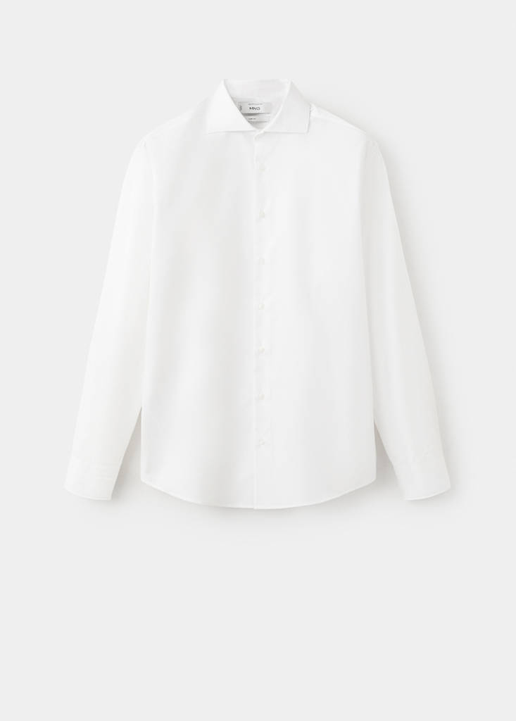 Slim-fit cotton poplin suit shirt — White