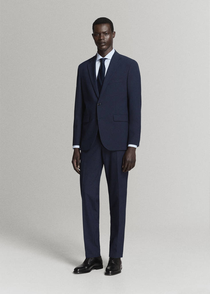 Slim-fit cotton poplin suit shirt — Sky Blue