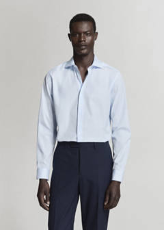Slim-fit cotton poplin suit shirt — Sky Blue 1