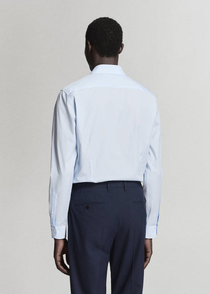 Slim-fit cotton poplin suit shirt — Sky Blue