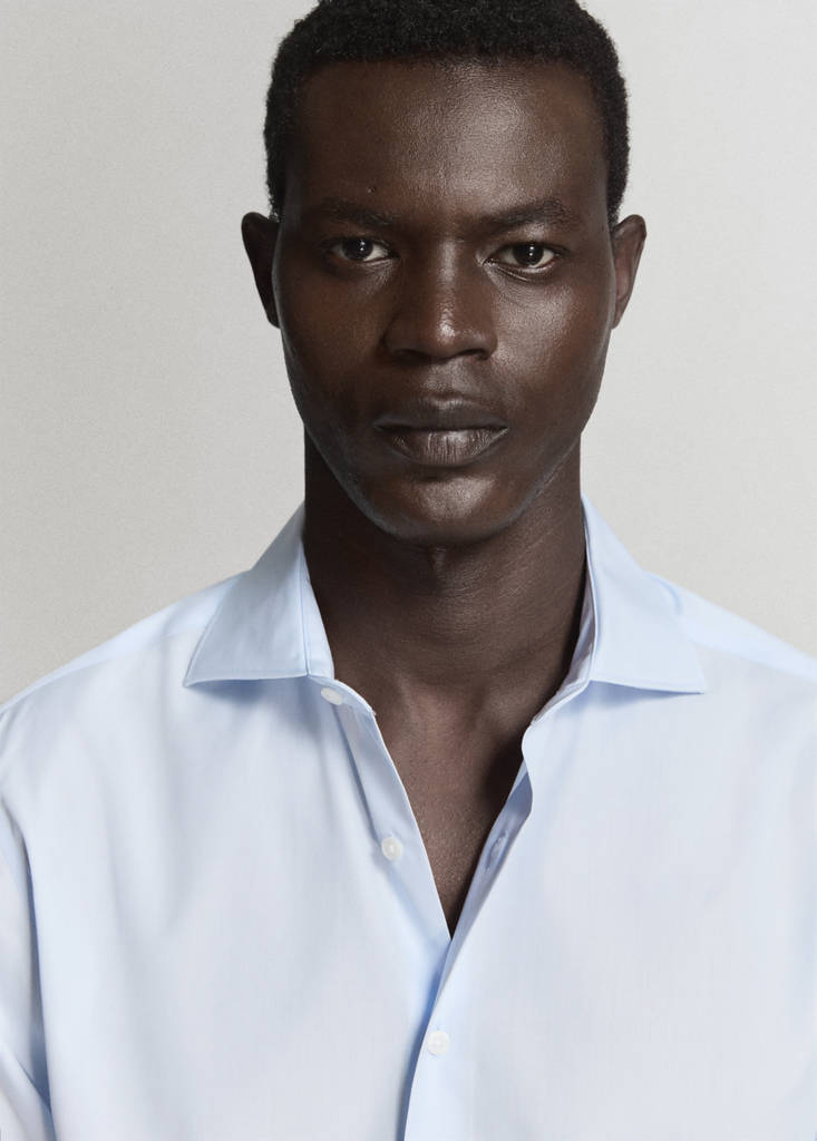 Slim-fit cotton poplin suit shirt — Sky Blue