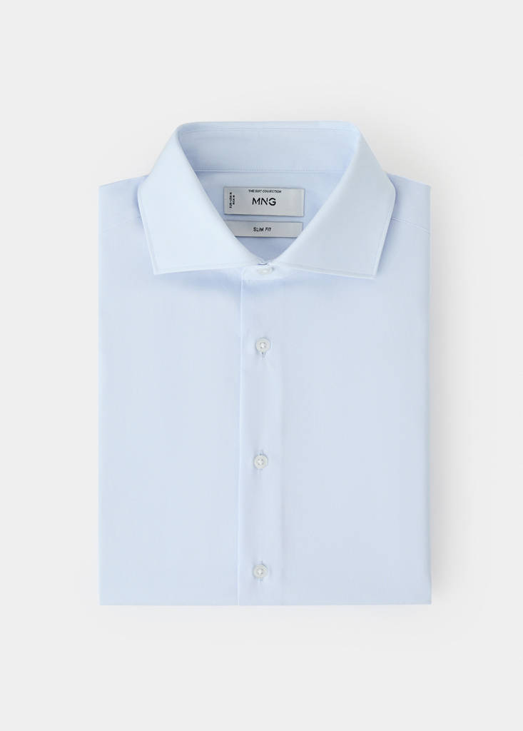 Slim-fit cotton poplin suit shirt — Sky Blue