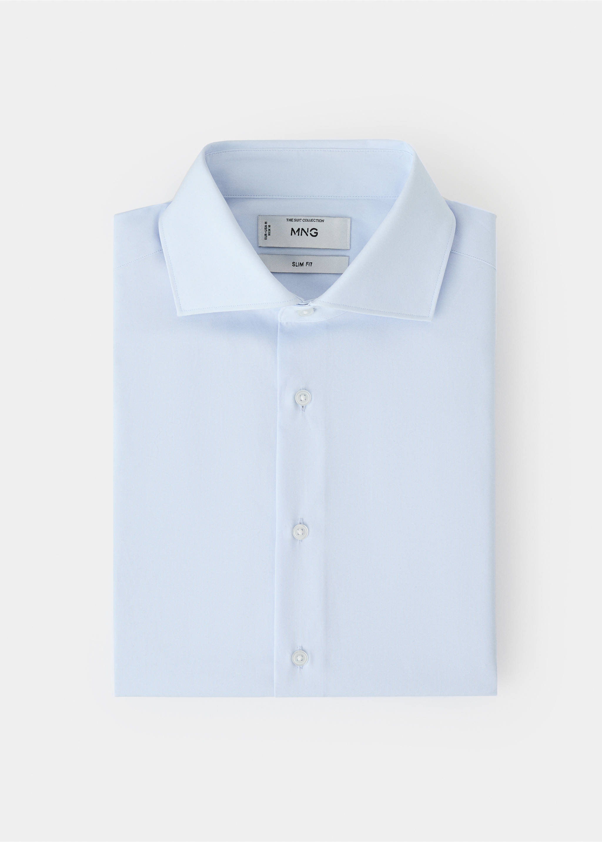 Slim-fit cotton poplin suit shirt - Details of the article 0, Sky Blue. Ref: 37081355-00.