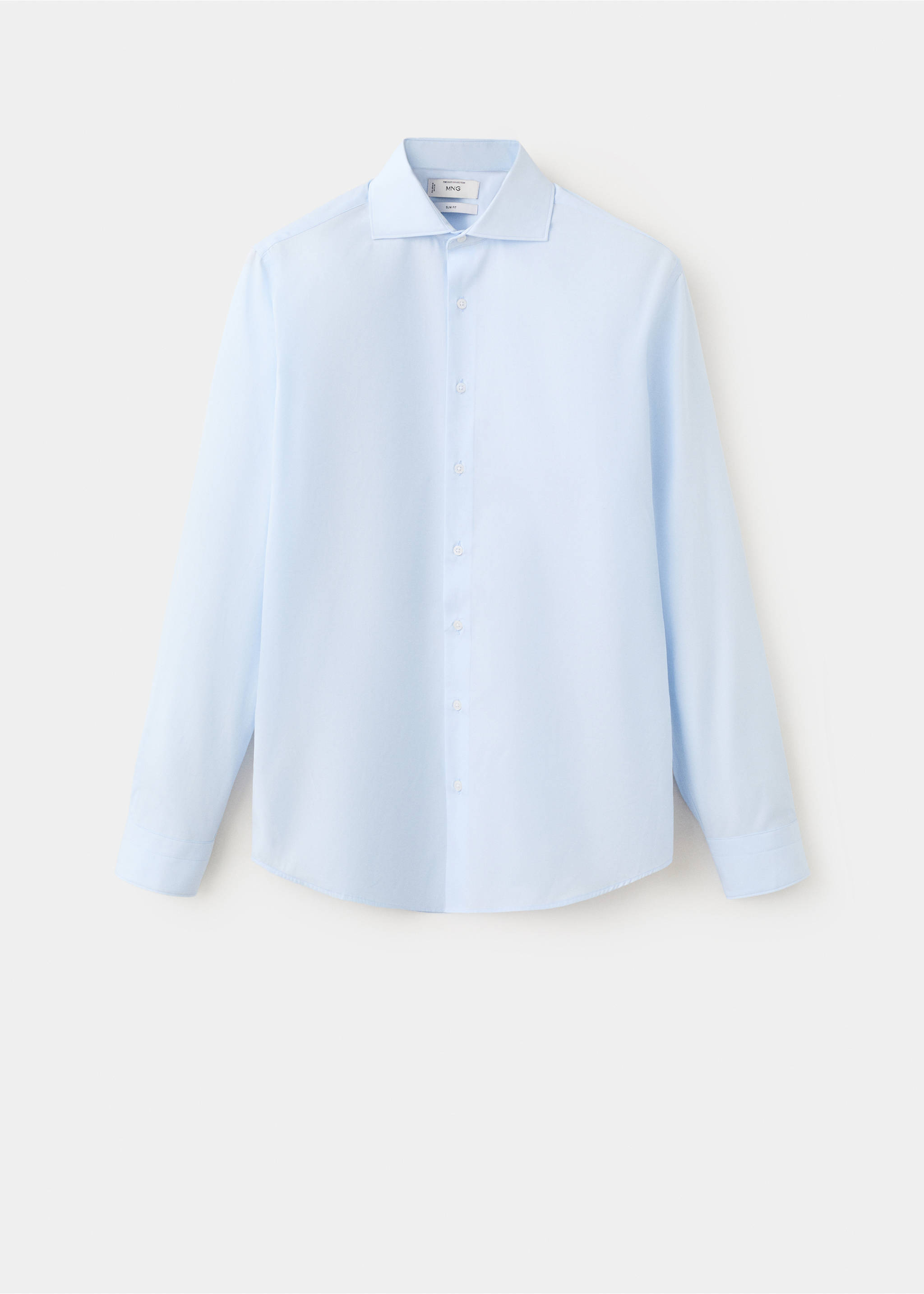 Slim-fit cotton poplin suit shirt - Article without model, Sky Blue. Ref: 37081355-00.