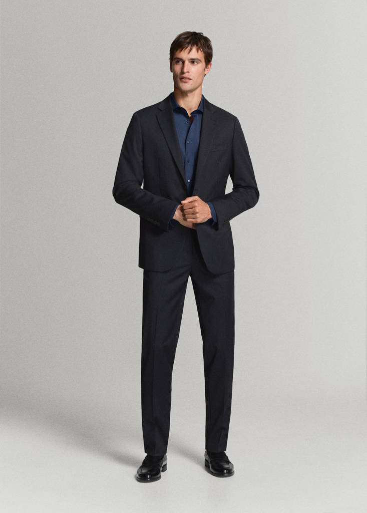 Slim-fit cotton poplin suit shirt — Dark Navy