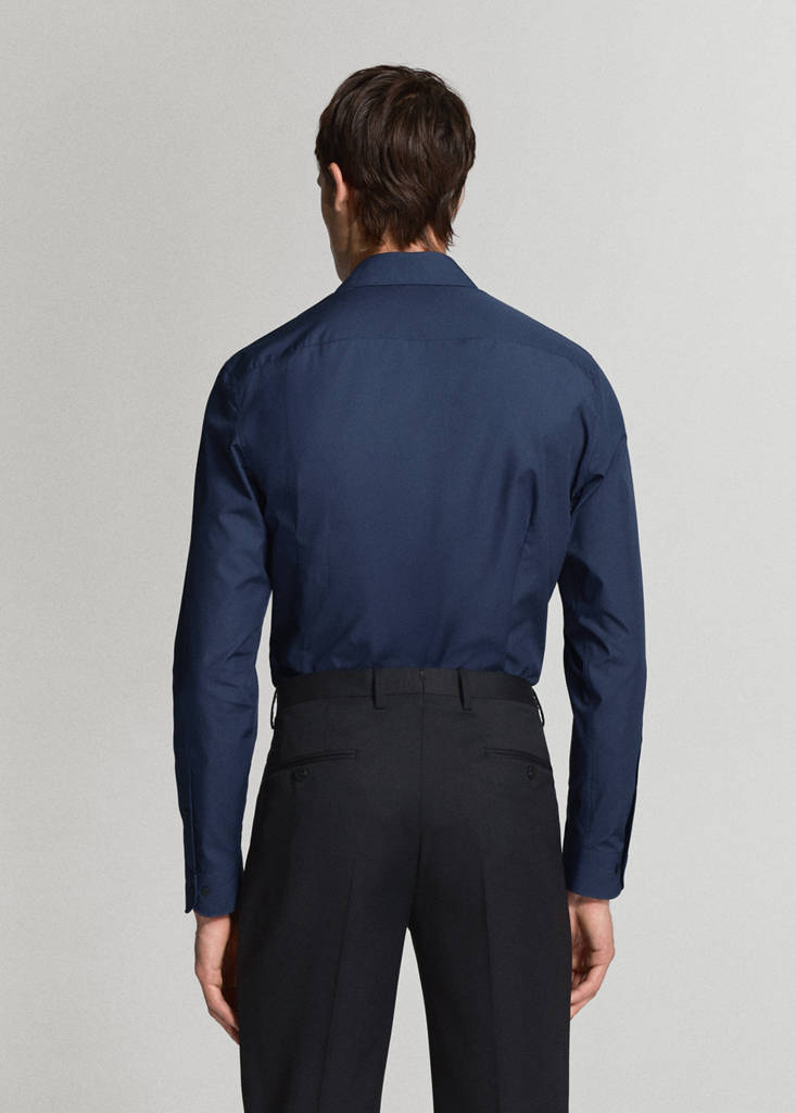 Slim-fit cotton poplin suit shirt — Dark Navy