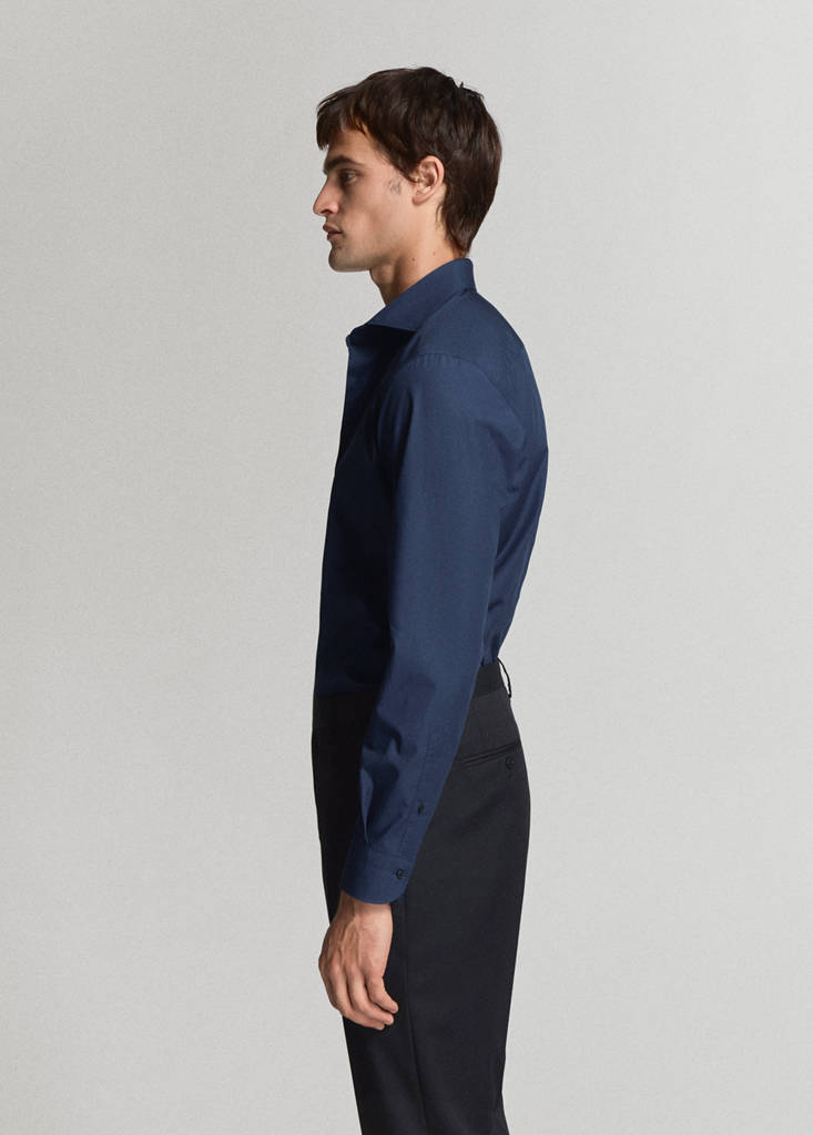 Slim-fit cotton poplin suit shirt — Dark Navy