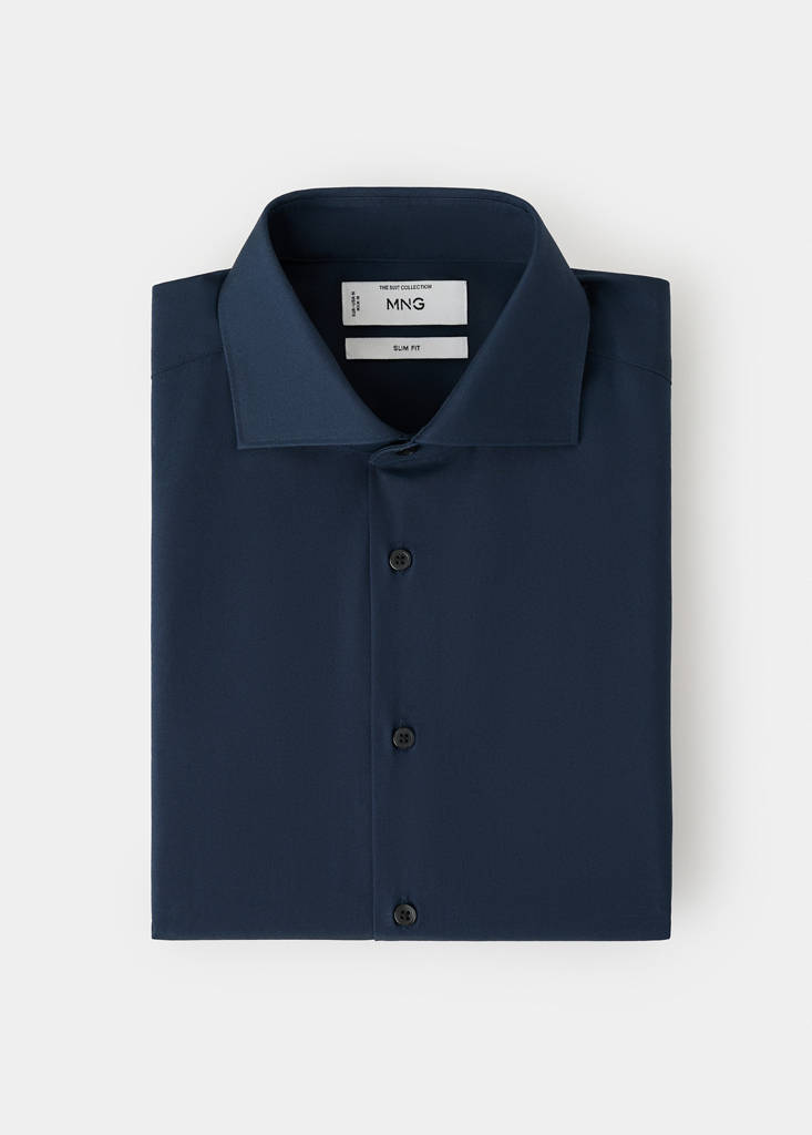 Slim-fit cotton poplin suit shirt — Dark Navy