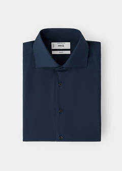 Slim-fit cotton poplin suit shirt — Dark Navy 8