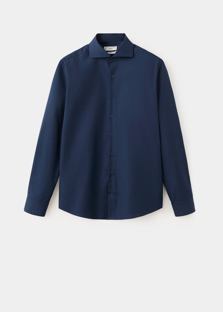 Slim-fit cotton poplin suit shirt — Dark Navy