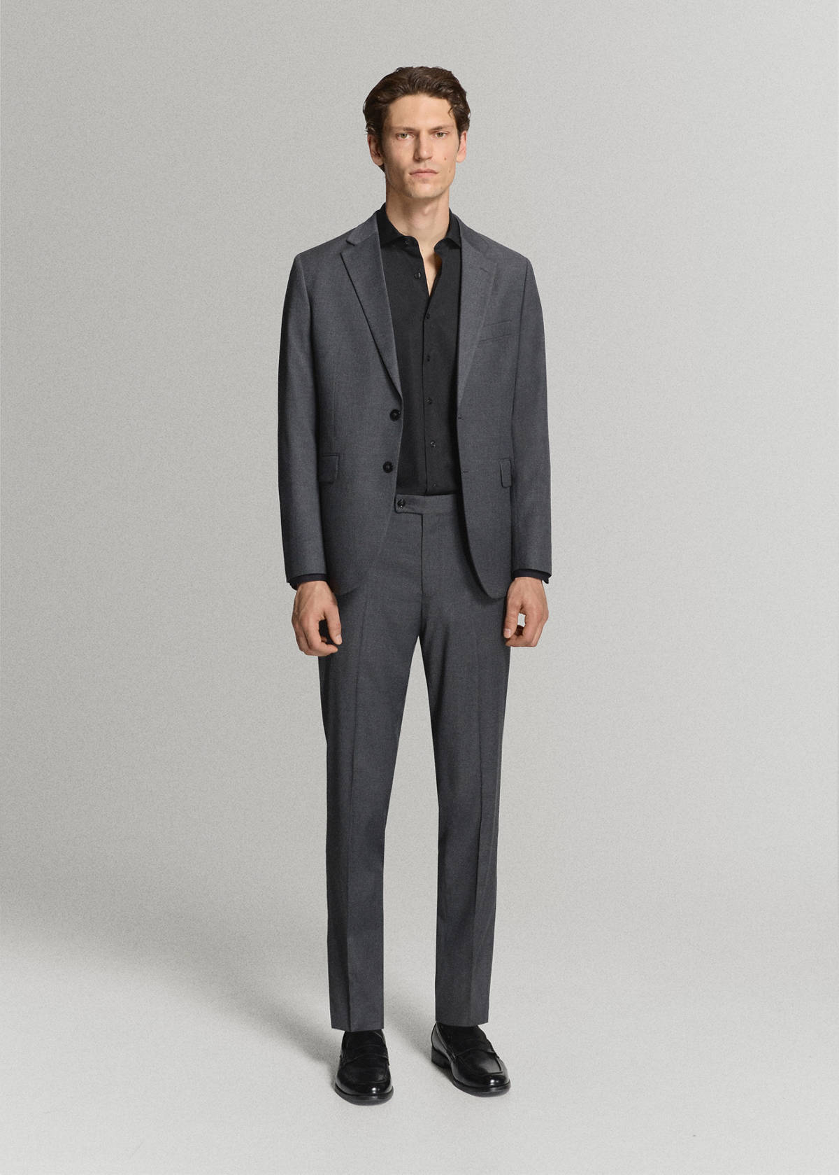 Slim-fit cotton poplin suit shirt — Black