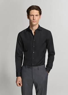 Slim-fit cotton poplin suit shirt — Black 1
