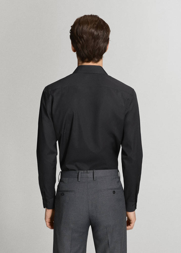 Slim-fit cotton poplin suit shirt — Black