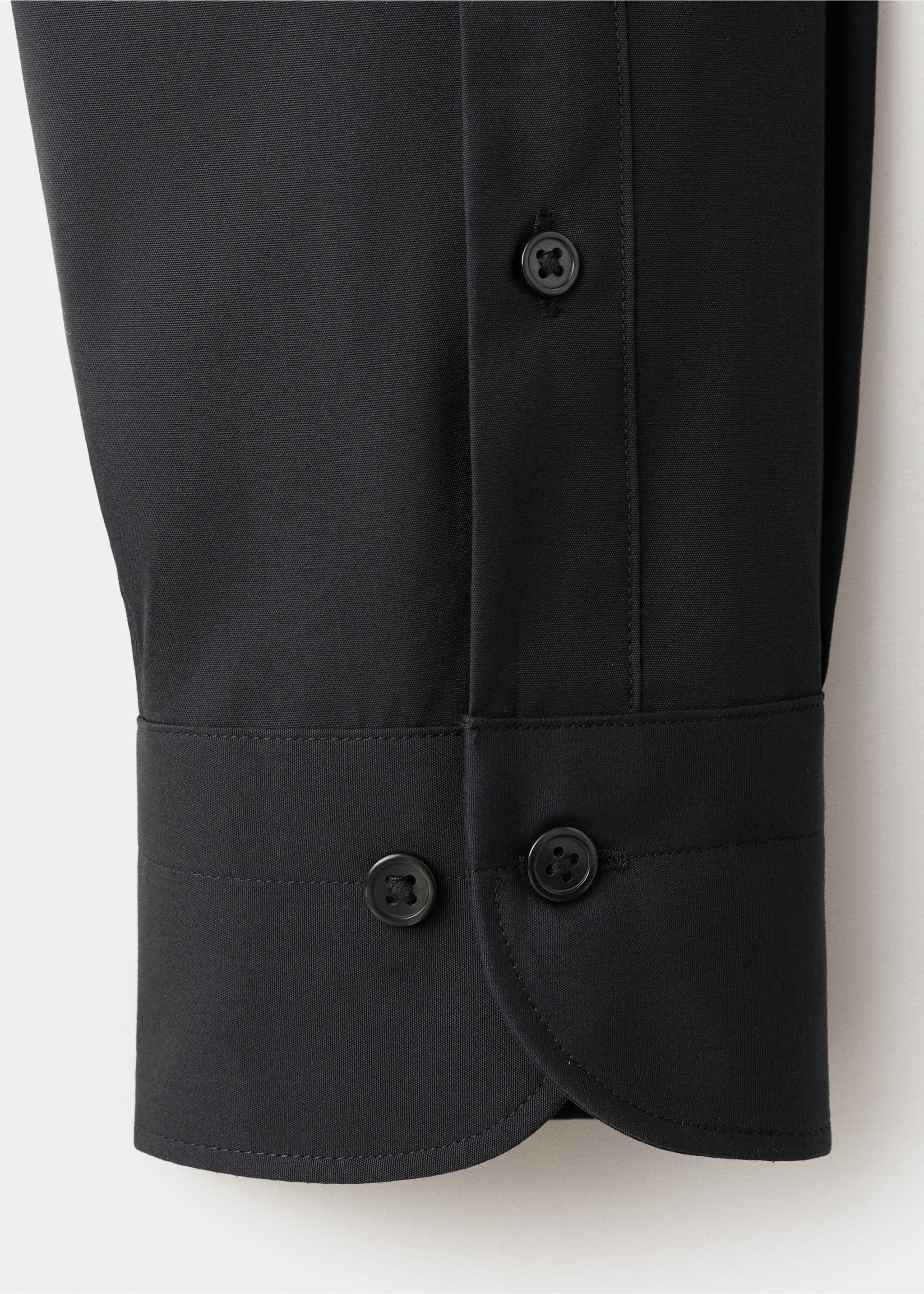 Slim-fit cotton poplin suit shirt - Details of the article 8, Black. Ref: 37081355-00.