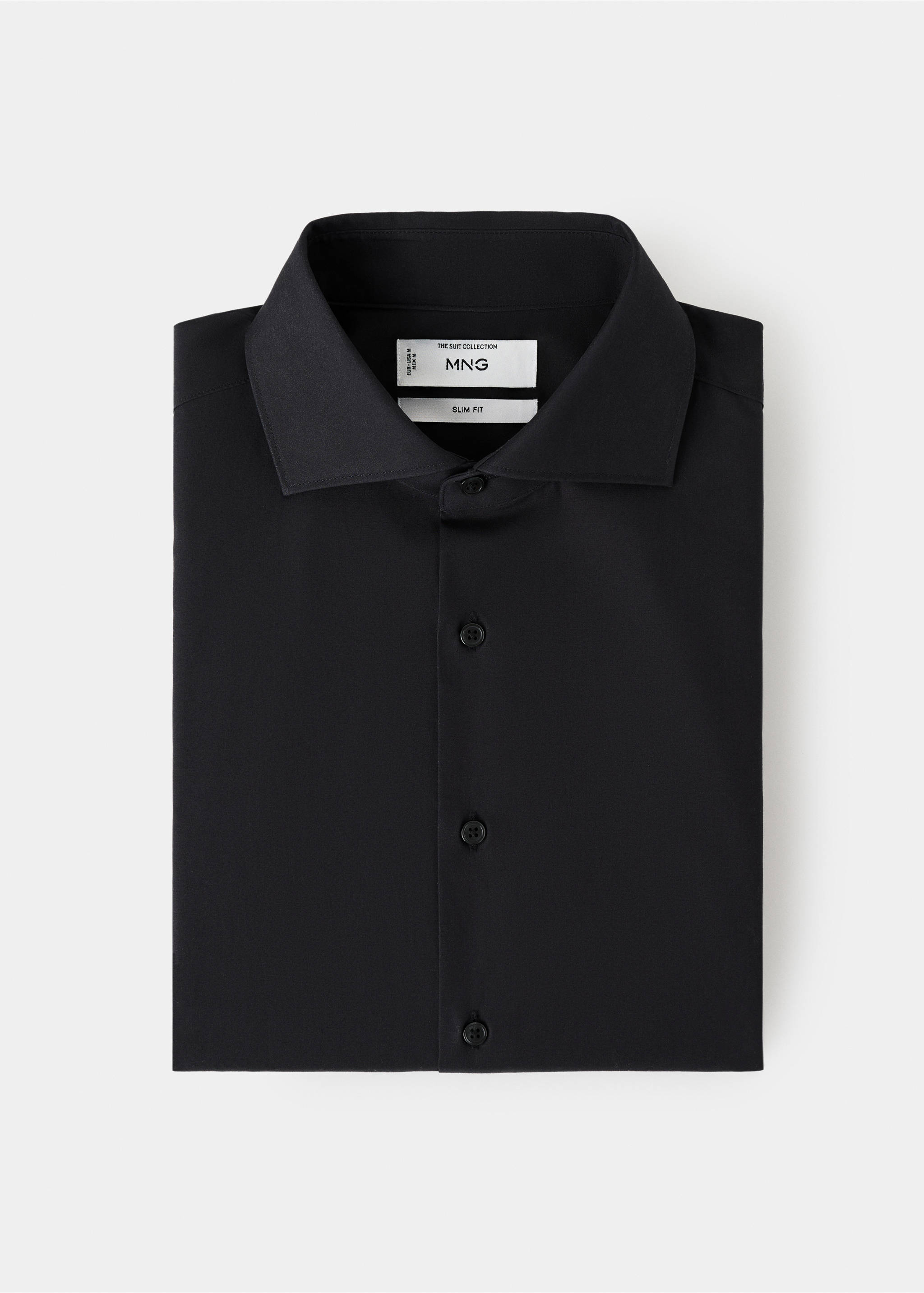 Slim-fit cotton poplin suit shirt - Details of the article 0, Black. Ref: 37081355-00.