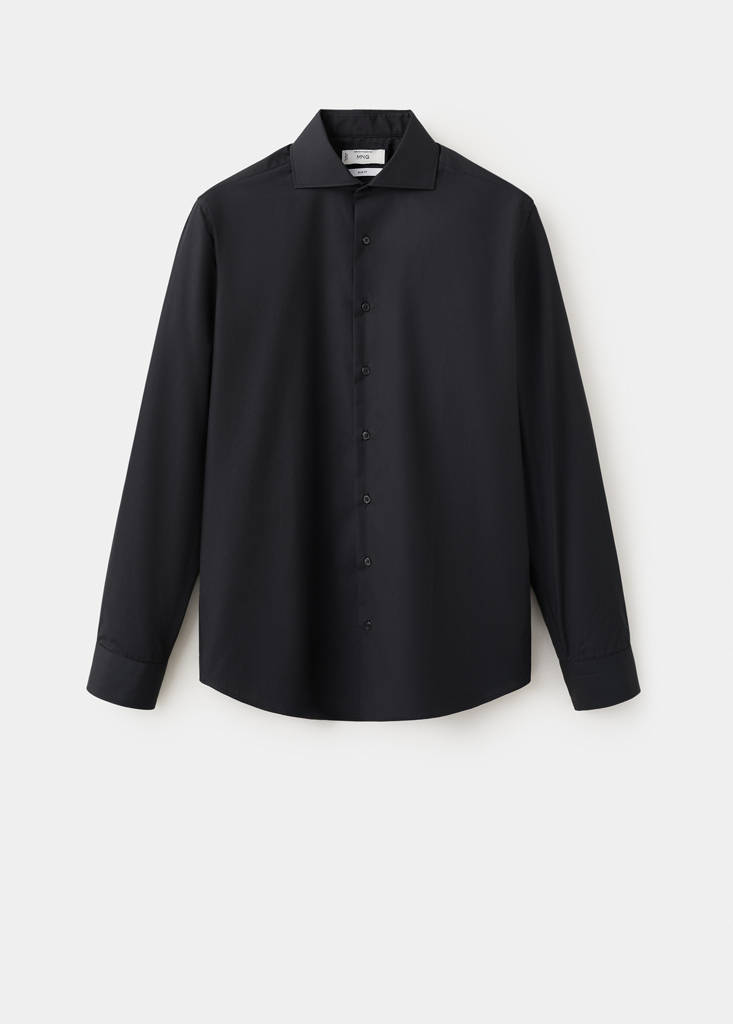 Slim-fit cotton poplin suit shirt — Black