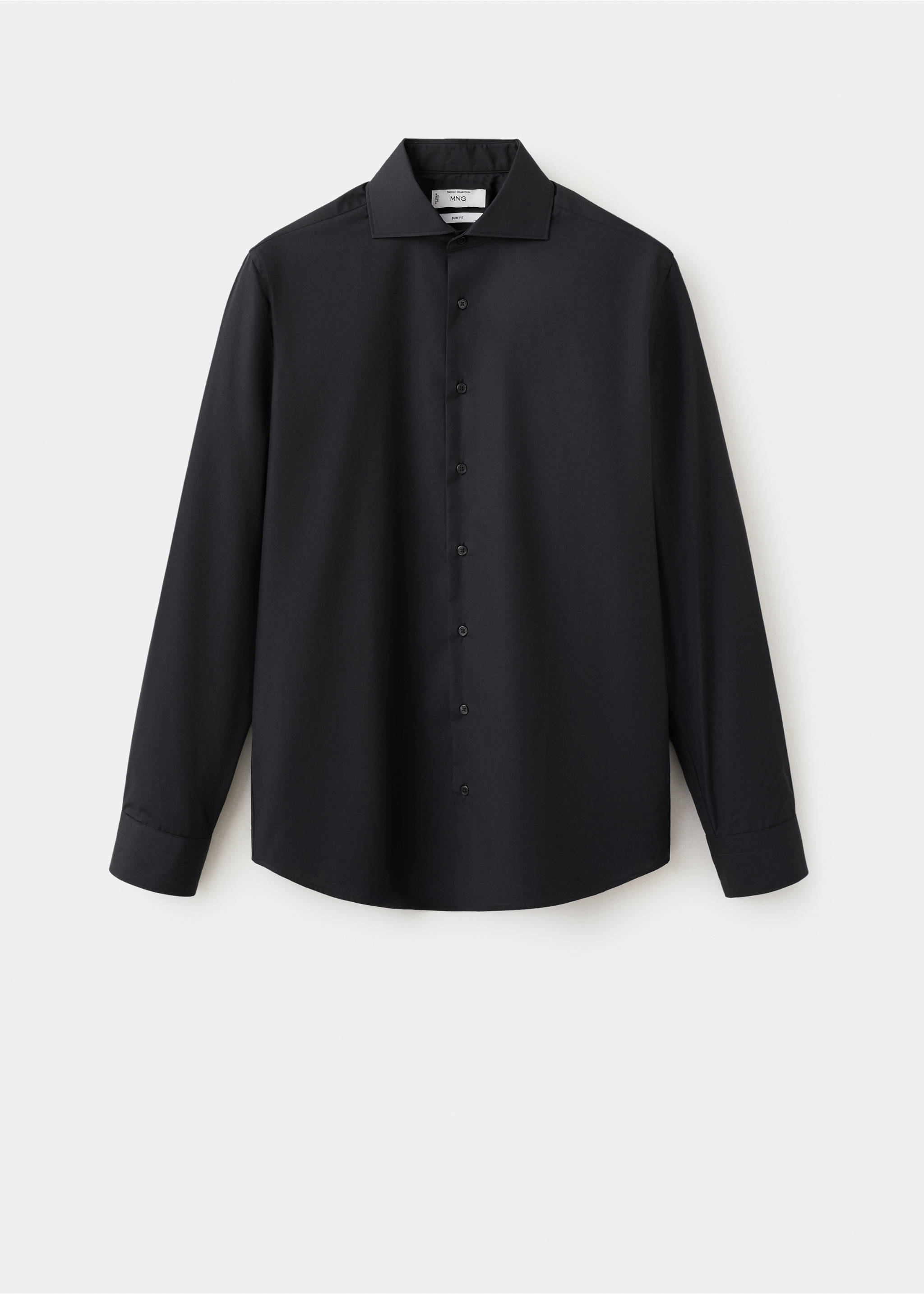 Slim-fit cotton poplin suit shirt - Article without model, Black. Ref: 37081355-00.