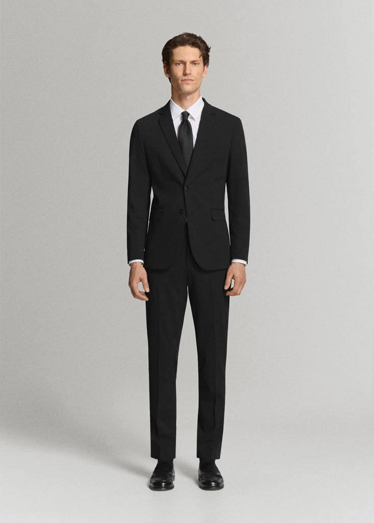 Stretch fabric super slim-fit suit trousers — Black