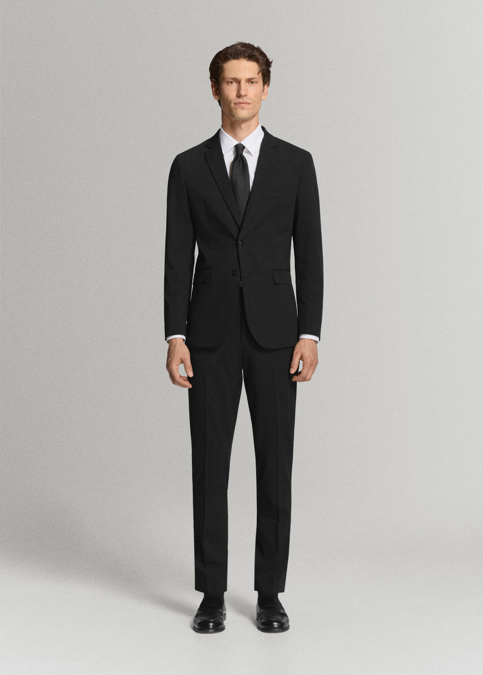Stretch fabric super slim-fit suit trousers - General plane
