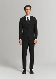 Stretch fabric super slim-fit suit trousers — Black 2