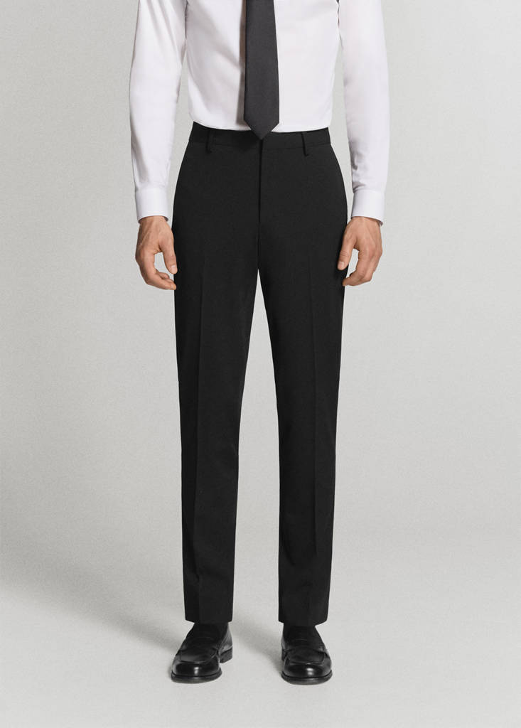 Stretch fabric super slim-fit suit trousers — Black