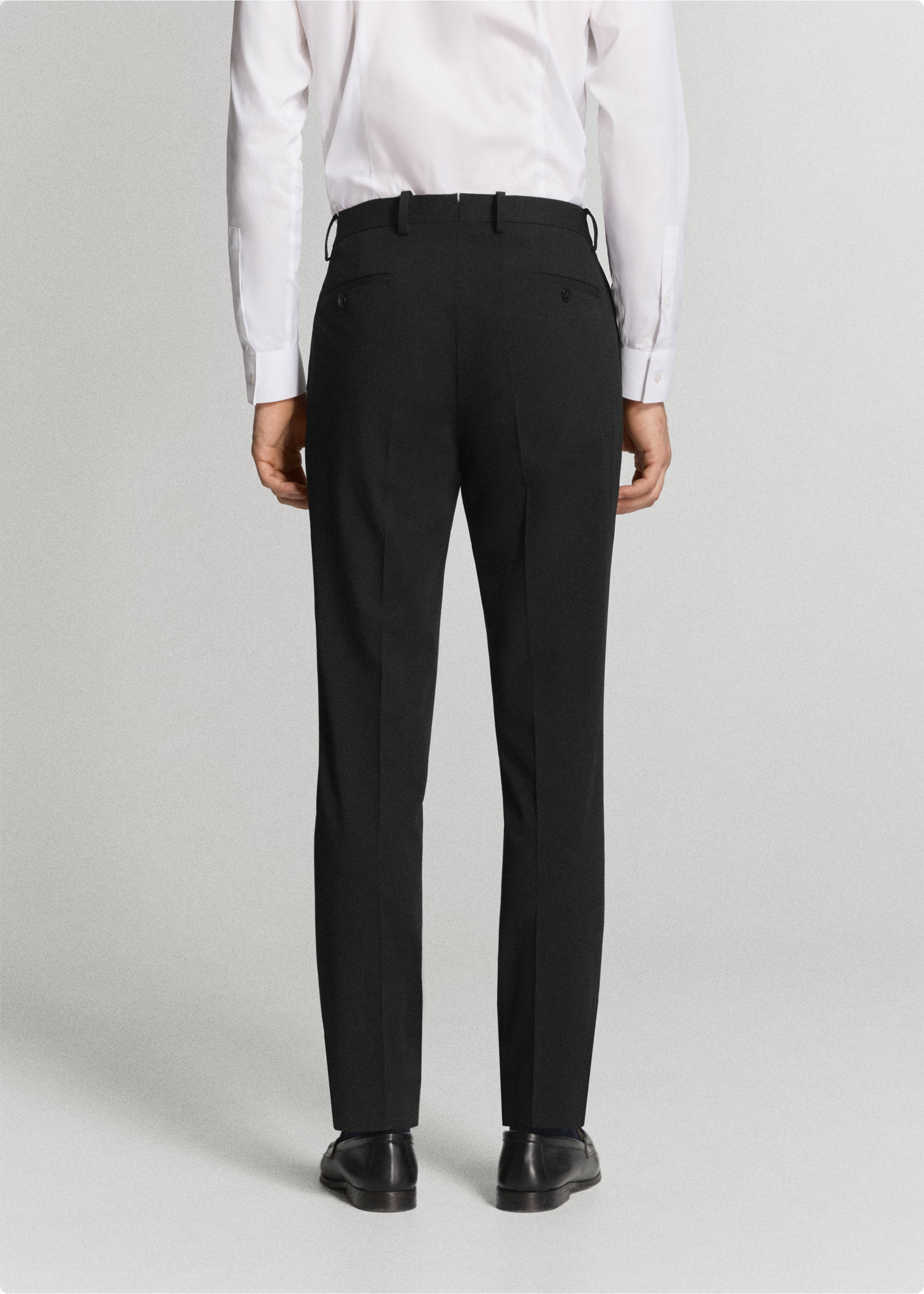 Stretch fabric super slim-fit suit trousers - Reverse of the article, Black. Ref: 37081356-00.