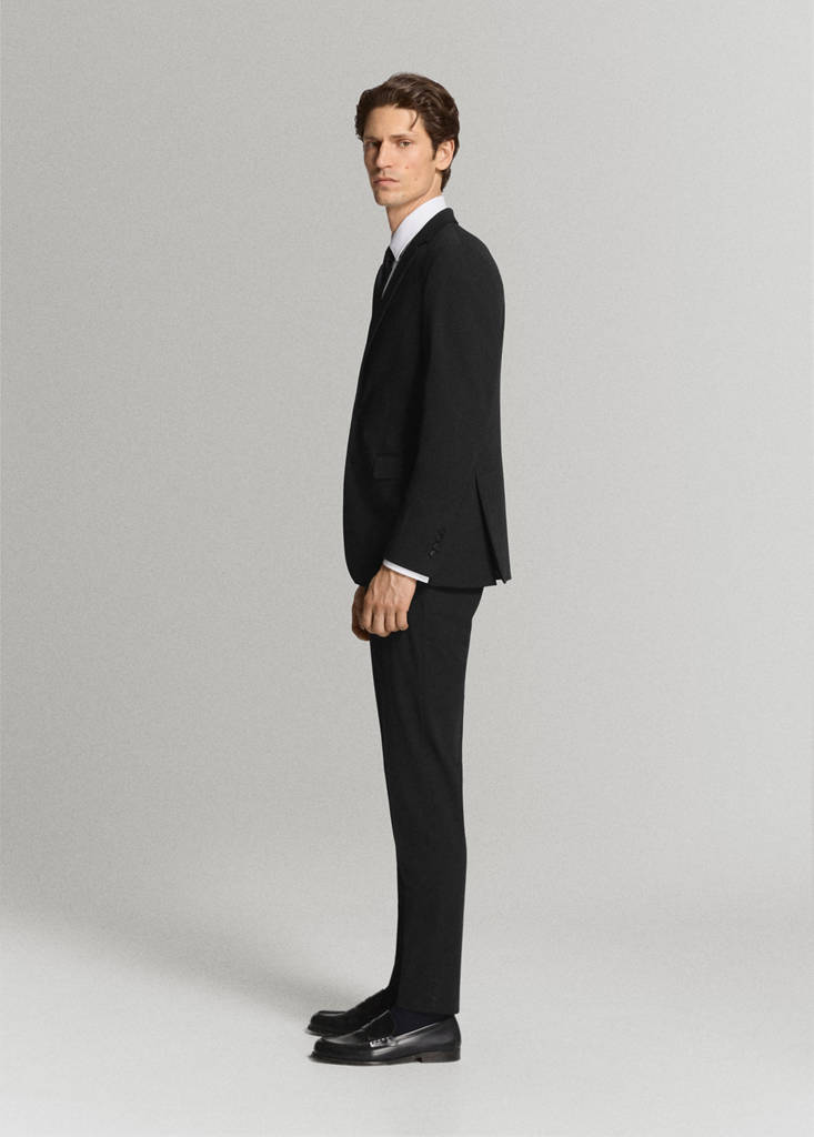 Stretch fabric super slim-fit suit trousers — Black